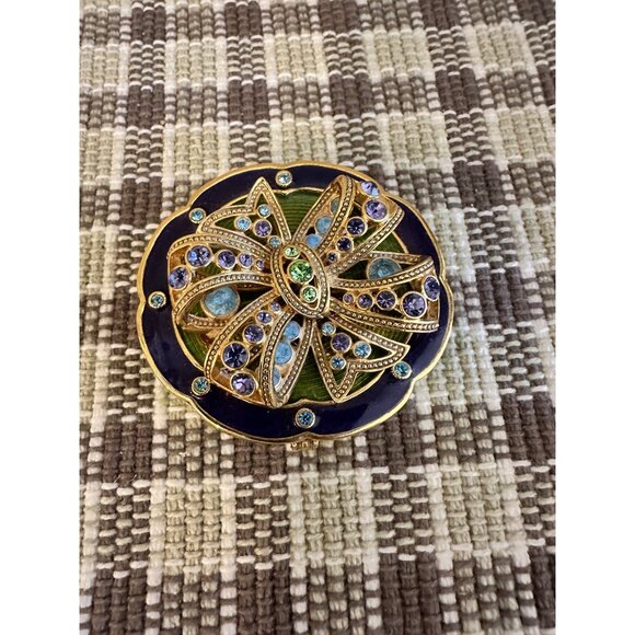 Joan Rivers Gold-Tone Brooch With Multicolored Rhinestones & Enamel 2.5" Diamete - Picture 1 of 14